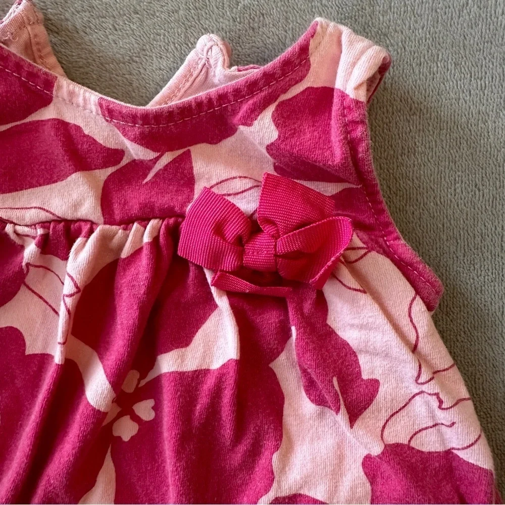 EUC Carter’s Baby Girl Onesie Dress, Tropical Pink, 6-9 Months